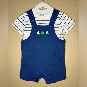 LITTLE ME BOYS SHORTALL ROMPER SET 2 PIECE SIZE 12 Months